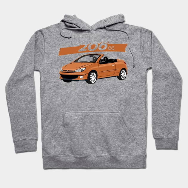 City car 206 cc Coupe Cabriolet france orange Hoodie by creative.z